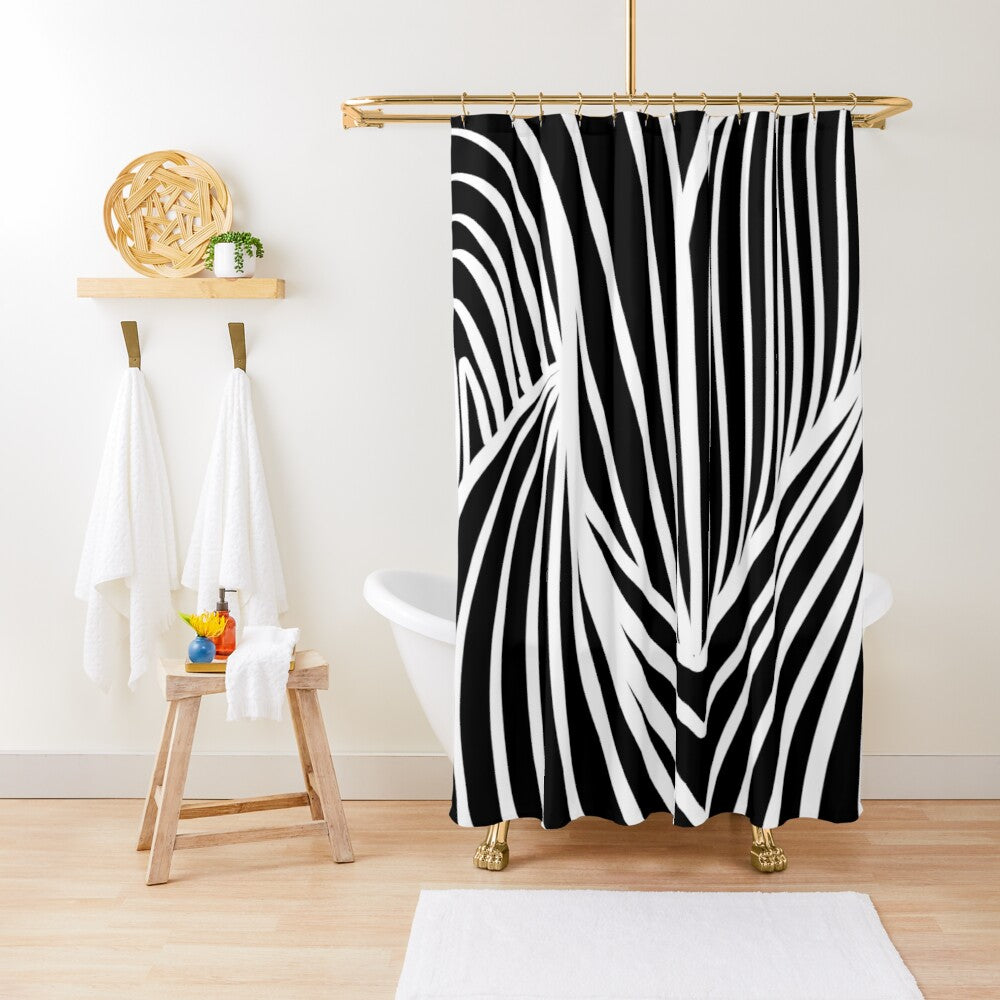 Double Tunnel - Black/White Shower Curtain