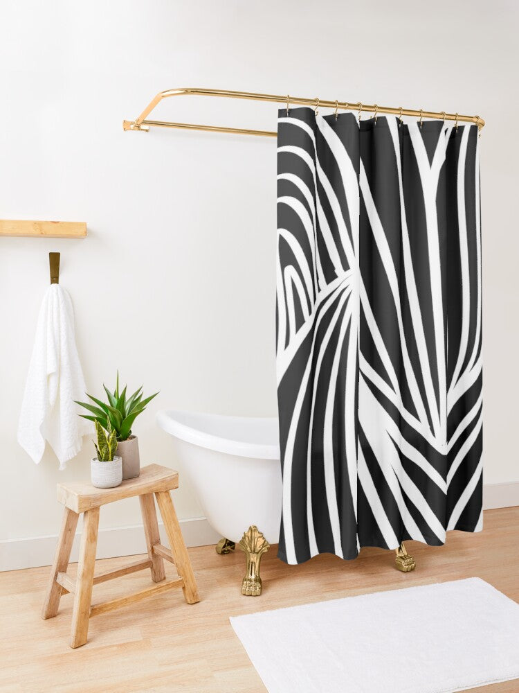 Double Tunnel - Black/White Shower Curtain